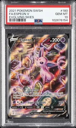 2021 POKEMON SWORD & SHIELD EVOLVING SKIES #180 FULL ART/ESPEON V PSA 10 - Image 1