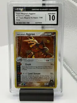 2004 Pokemon Team Magma's Aggron Holo Rare Team Magma Vs Aqua 7/95 CGC 10 GEM MT - Image 1