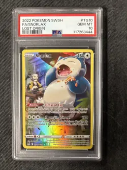 PSA 10 Snorlax TG10/TG30 Swsh11 Trainer Gallery Holo Lost Origin Pokemon TCG - Image 1