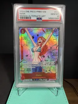 2024 ONE PIECE PRB01-PREMIUMBOOSTER MANGA ALTERNATE ART #016 NAMI PSA 10 - Image 1