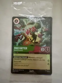 D23 Disney Lorcana Mad Hatter Promo Card Sealed Brand New Protection Included - Image 1