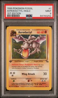 Pokemon 1999 Fossil 1st Edition Aerodactyl Holo PSA 9 - Image 1