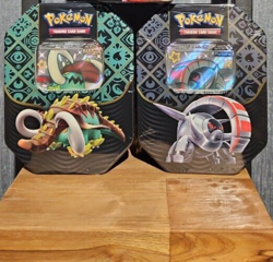 Pokemon TCG PALDEAN FATES Art Set 2x Tin GREAT TUSK EX IRON TREADS EX - ENG - Image 1