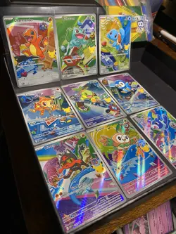 Pokemon Full Set of 9 First Partner Series 1 Illustration Collection English NM - Image 3
