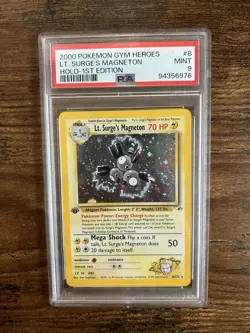 2000 Pokemon Gym Heroes 1st Edition Lt. Surge's Magneton #8/132 PSA 9 - Image 1