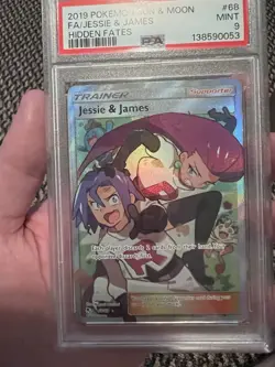 PSA 9 Pokemon 2019 Sun And Moon Hidden Fates Jessie And James Full Art #68 - Image 1