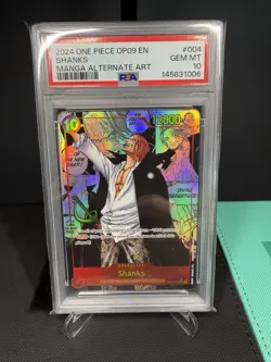 2024 ONE PIECE EMPERORS IN THE NEW WORLD OP09-004 SHANKS MANGA ALT ART PSA 10 - Image 1