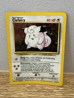 Pokemon TCG Clefairy Card Base Set Holo, Vintage 5/102, LP/MP - Image 1
