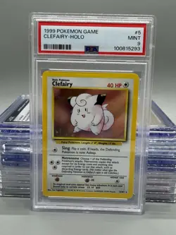 PSA 9 1999 Pokemon Clefairy 5/102 Base Set Unlimited Holo Mint - Image 1