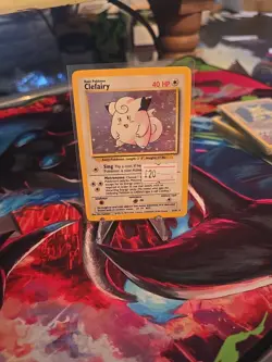 Pokemon TCG Clefairy Base Set Holo Unlimited Rare Card 5/102 Vintage 1999 LP - Image 1