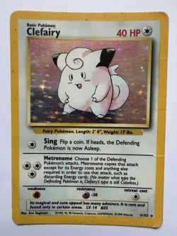 Pokemon TCG Base Set Clefairy Holo Unlimited Rare Card 5/102 Vintage HP - Image 1