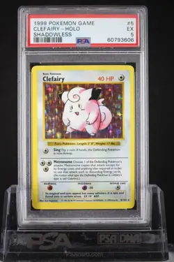 🔥 PSA 5 HOLO Clefairy 5/102 #5 (SHADOWLESS BASE SET) Pokemon Card - Image 1