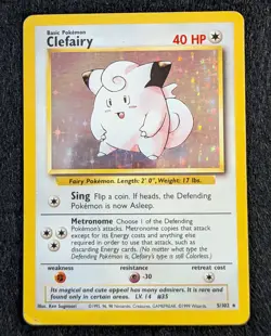 Pokemon Clefairy Holo 5/102 Base Set 1999 WOTC – Vintage Played Card - Image 1