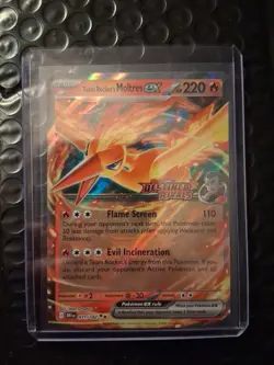 3 x Stamped Pokemon TCG Team Rocket's Moltres ex Destined Rivals UPC Promo Cards - Image 5