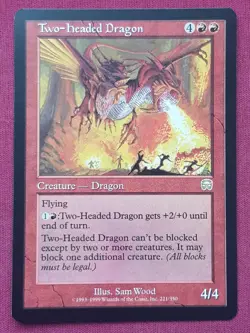 Magic The Gathering MERCADIAN MASQUES TWO-HEADED DRAGON red card MTG - Image 1