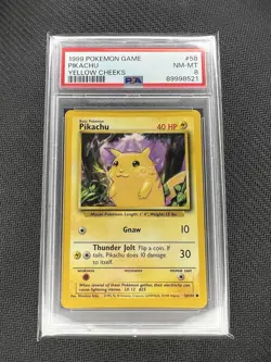 1999 Pokemon Base Set Pikachu Yellow Cheeks 58/102 PSA Mint NM-MT 8 - Image 1