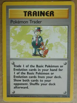 Pokemon Trader 77/102 Rare Non-Holo Base Set Pokemon Trainer Card LP - Image 1