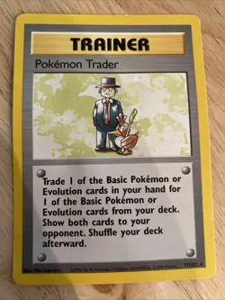 Pokemon Trader 77/102 Base Set (1999) – Vintage WOTC Trainer – Played - Image 1