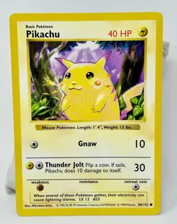 Pikachu Red Cheeks Shadowless 58/102 1999 Pokemon Non Holo Rare (P-9) - Image 1