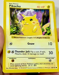 Pikachu Red Cheeks Shadowless 58/102 1999 Pokemon Non Holo Rare (P-9) - Image 3
