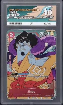 Jinbe ST10-005 - 1st Anniversary Set Bandai Promo One Piece ACE 10 Graded Card - Image 1