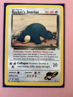 Pokemon Rocket's Snorlax 33/132 - Gym Heroes - Rare - LP/MP Vintage WotC - Image 1