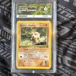 Pokemon TCG Blaine's Mankey 1st Edition 63/132 Gym Challenge 2000 ace 6 graded - Image 1