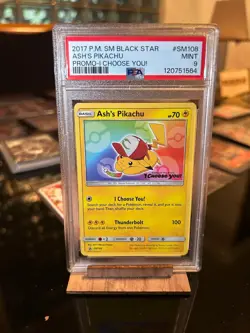 2017 Pokemon SM Black Star Promo Ash’s Pikachu I Choose You! PSA 9 #SM108 - Image 1