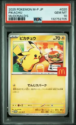 2025 POKEMON JPN M-P PROMO MCDONALD'S #020 PIKACHU PSA 10 - Image 1