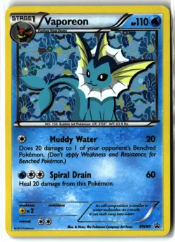 Vaporeon - BW89 ⭐ Holo Black And White Promo 2011 Pokemon MP - Image 1