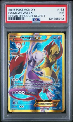 PSA 7 Pokemon TCG XY Breakthrough Mewtwo EX 163/162 Full Art Secret Rare NM - Image 1