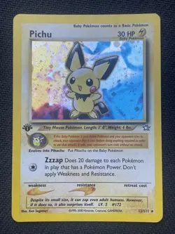 Pokemon TCG PICHU 12/111 HOLO Neo Genesis - 2000 ENG ENGLISH 1st Edition - Image 1
