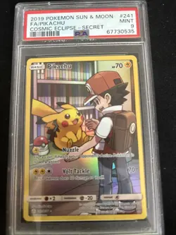 2019 Pokemon Sun And Moon Pikachu Cosmic Eclipse Secret PSA 9 Mint - Image 1
