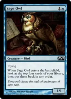 Sage Owl -Foil Light Play MTG Magic 2010 Core Set - Image 1
