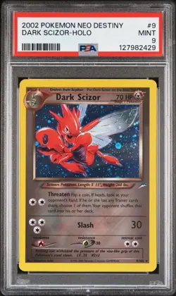 2002 POKEMON TCG NEO DESTINY #9/105 DARK SCIZOR HOLO RARE PSA 9 MINT - Image 1