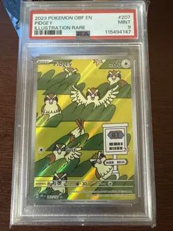 2023 POKEMON OBF EN-OBSIDIAN FLAMES ILLUSTRATION RARE #207 PIDGEY PSA 9 - Image 1