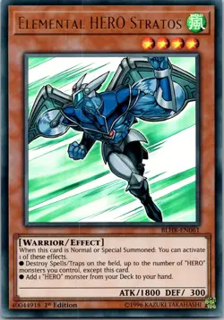Yugioh Elemental HERO Stratos BLHR-EN061 1st Edition Ultra Rare NM - Image 1