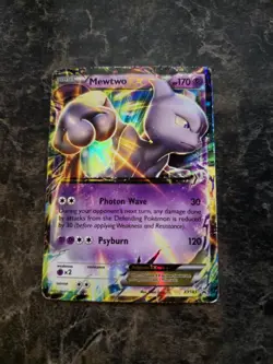 Pokemon TCG Mewtwo EX XY183 Pokemon TCG XY: Black Star Promo DAMAGED - Image 1