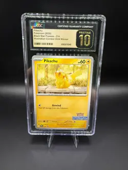 CGC Pristine 10 Pikachu Pokemon Card #214 Black Star Promo Illustration Contest - Image 1