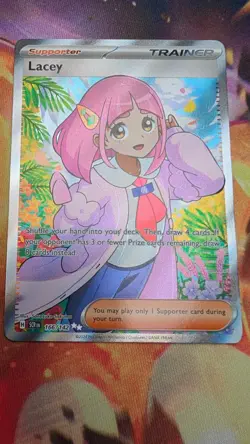Pokemon TCG Stellar Crown Lacey Full Art Ultra Rare Holo Trainer Card 166/142 - Image 1
