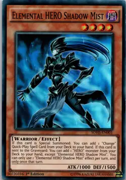 Yugioh Elemental HERO Shadow Mist SDHS-EN001 1st Edition Super Rare NM - Image 1
