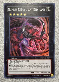 Number C106: Giant Red Hand DRLG-EN049 Super Rare 1st Edition LP - Image 1