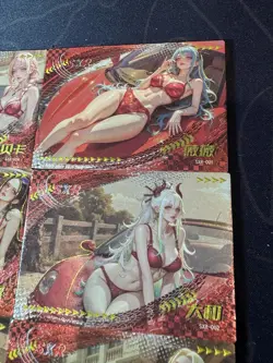 One Piece 9 Collectible Character Anime Waifu Cards CCG Red Swimsuit Bikini - Image 4