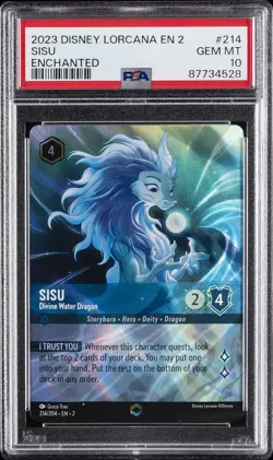 2023 DISNEY LORCANA EN 2-RISE OF THE FLOODBORN SISU - DIVINE WATER DRAGON PSA 10 - Image 1