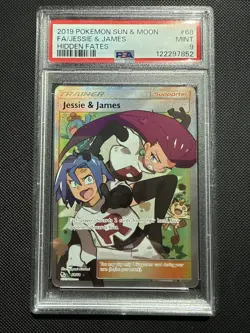 Pokemon Jesse & James Full Art Trainer PSA 9 Sun And Moon Hidden Fates 68/68 MT - Image 1