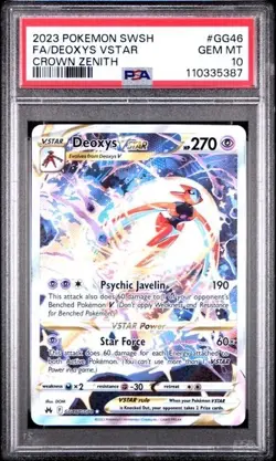2023 POKEMON SWSH CROWN ZENITH #GG46 FA/DEOXYS VSTAR PSA 10 With Blk GradedGuard - Image 1