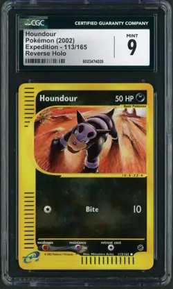 2002 Pokemon Expedition Houndour Reverse Holo 113/165 CGC Mint 9 - Image 1