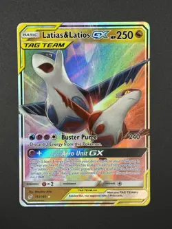 2019 Pokemon Team Up Latias And Latios GX Full Art Holo 113/181 - Image 1
