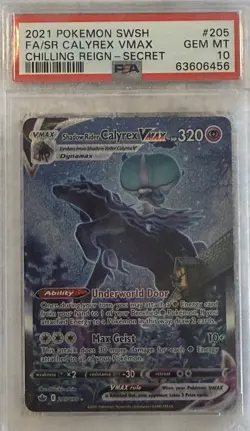 Pokemon 2021 Shadow Rider Calyrex VMAX #205 Chilling Reign SECRET ALT PSA 10 - Image 1