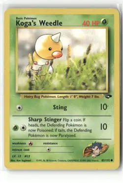 Pokemon Koga's Weedle 082/132 Unlimited Gym Challenge Common - Image 1